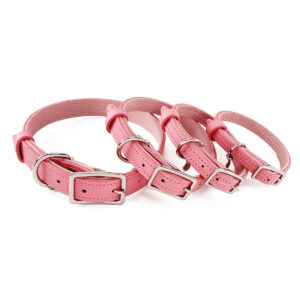 Pink Leather Dog Collar