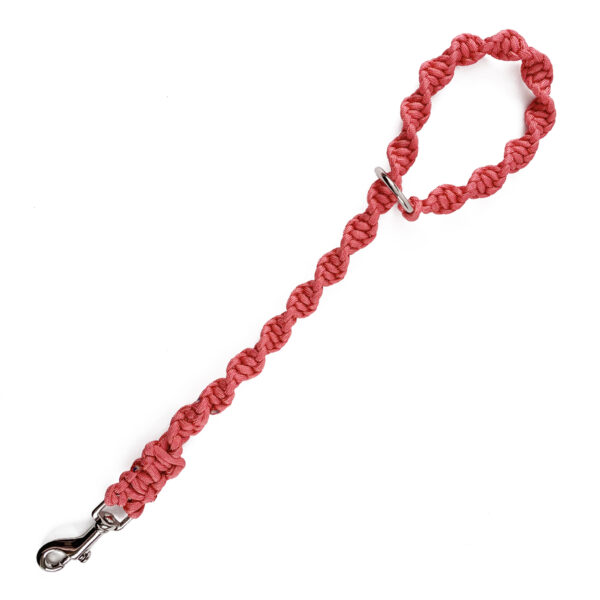 pink macrame dog leash add on extended