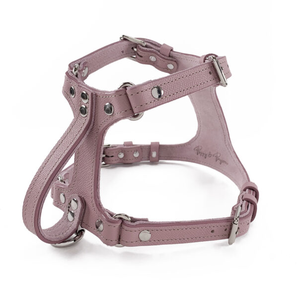 mauve leather dog harness side view