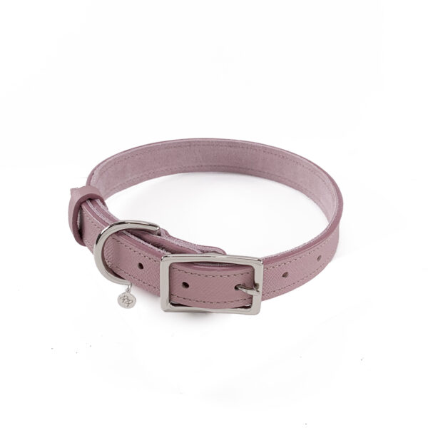 mauve leather dog collar large front view