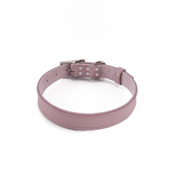 mauve leather dog collar large back view