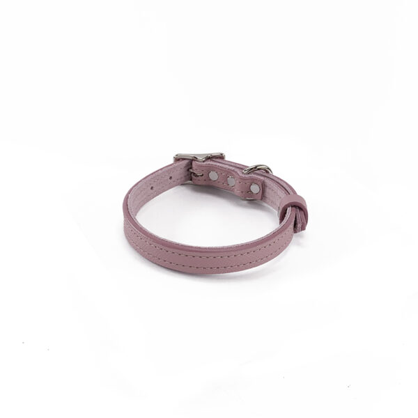 mauve leather dog collar small back view