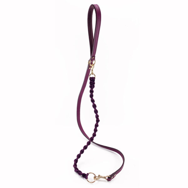 amethyst leather leash with paracord braided add on
