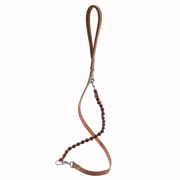 tan leather leash with paracord braided add on hanging