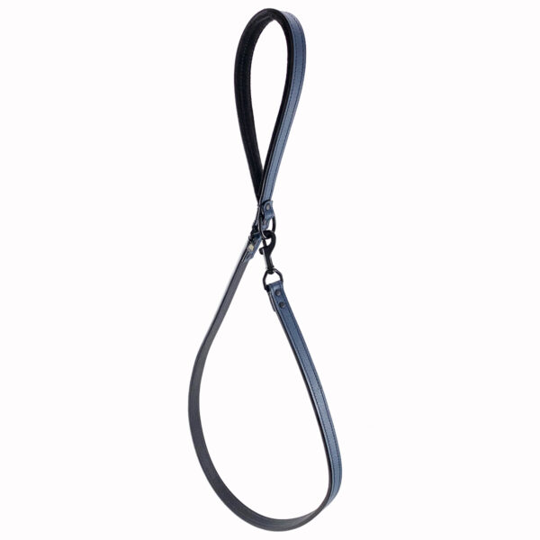 navy blue and black leather leash hanging