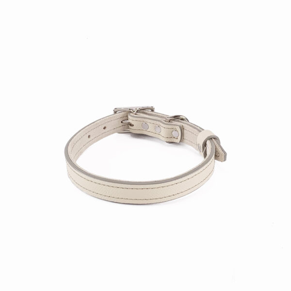 cream leather dog collar rolled back view_medium