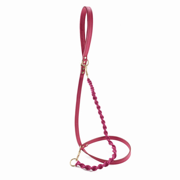 raspberry wine braided leather leash