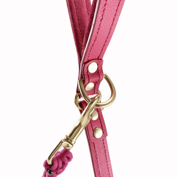 raspberry wine leash hooked on gold ring