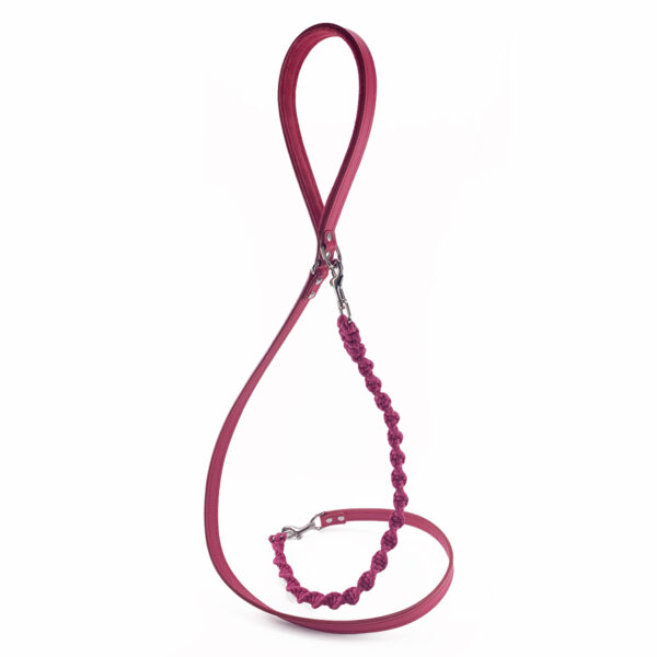 raspberry wine paracord braided leash front view
