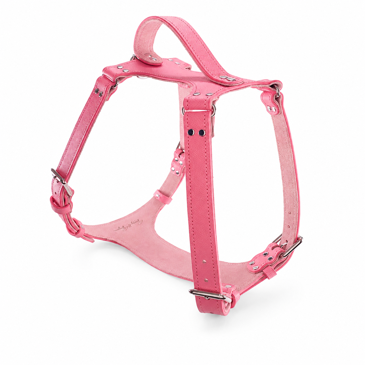 Pink Leather Dog Harness