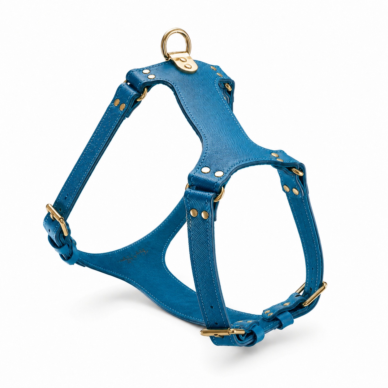 Caribbean Blue Leather Dog Harness