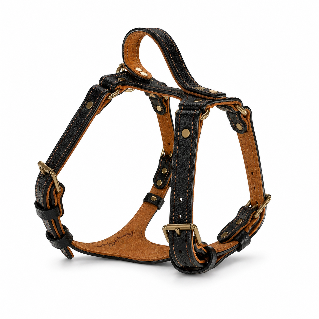 Black and Tan Leather Dog Harness